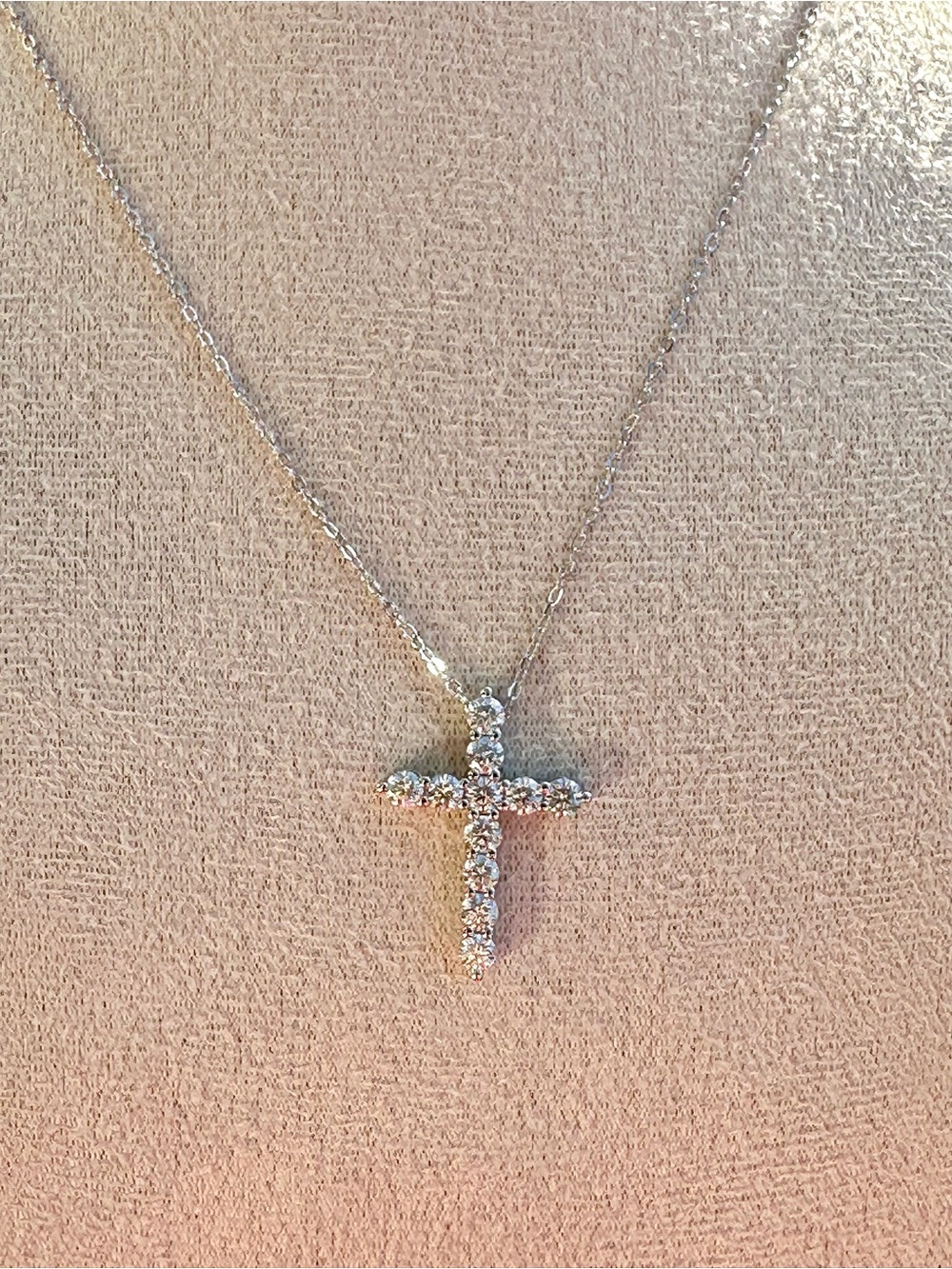 Silver Cross Moissanite Necklace